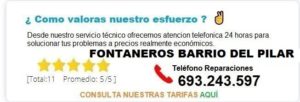 Fontanero Barrio del Pilar precio